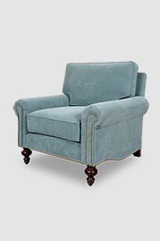 Didi armchair in Henry New Aqua velvet with nail head trim