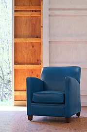 Pegeen armchair in blue leather