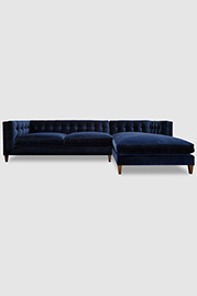 Atticus sofa + chaise sectional in Como Indigo blue velvet