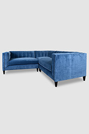 Atticus 88x88 sectional in Cannes Harbor blue velvet