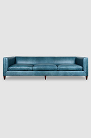114 Atticus sofa without tufting in Florence Oceano blue leather