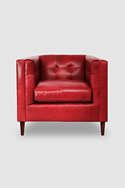 Atticus armchair in Echo Flame red leather