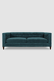 Atticus tuxedo sofa in Crosby Azure stain-resistant blue velvet