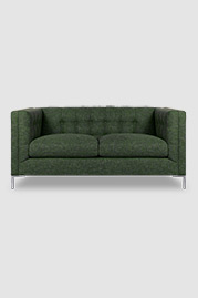 Atticus tuxedo sofa in Minetta Eucalyptus green stain-proof fabric with stainless steel legs