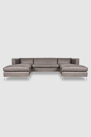 120.5 Atticus untufted dual-chaise sectional in Gaucho Seal 1190 with brushed aluminum legs