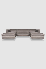 120.5 Atticus untufted dual-chaise sectional in Gaucho Seal 1190 with brushed aluminum legs