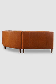 89x96 Atticus radius corner sectional in Everlast Leverage brown performance leather