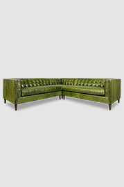 102x102 Atticus sectional in Mont Blanc Evergreen green leather