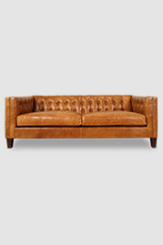 86 Atticus tuxedo sofa in Mont Blanc Sycamore brown leather