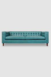 93 Atticus sofa in Grounxworx Grandma's Sweater teal performance leather