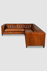 Atticus leather sectional in Renegade Simba