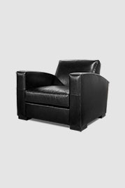 Prescott armchair with low back in Cortina Piano black leather