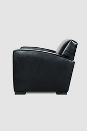 Prescott armchair with low back in Cortina Piano black leather