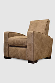 Prescott armchair in Bosco leather with contrasting piping