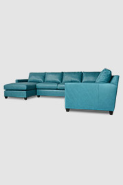 Palmer sectional in Groundworx Grandma's Sweater blue leather