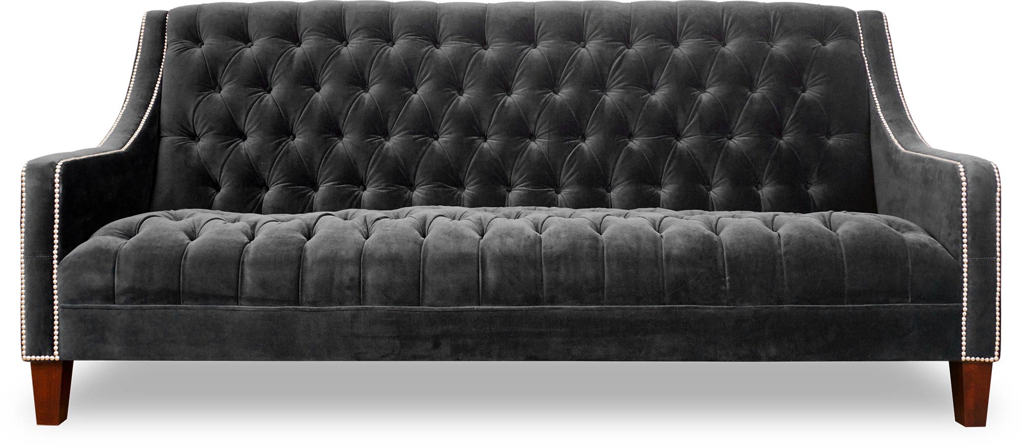 86 Lincoln tufted slope arm sofa in Cannes Dark Grey velvet