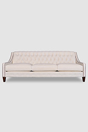 Lincoln tufted sofa in Cannes Ivory velvet
