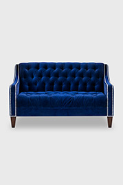 Lincoln tufted slope arm loveseat in Cannes Lapis blue velvet