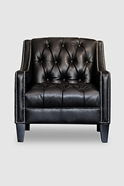 Lincoln tufted slope arm chair in Harness Black leather