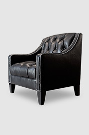 Lincoln tufted slope arm chair in Harness Black leather