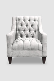 Lincoln tufted-back armchair in Lafayette Gotham grey stain-resistant velvet