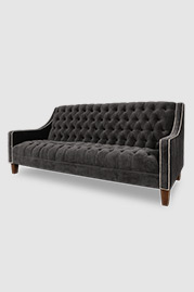 86 Lincoln tufted slope arm sofa in Cannes Dark Grey velvet