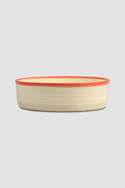 Dog Bowl, Cream with Orange