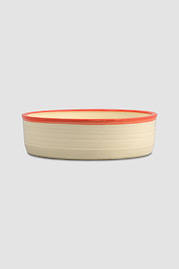 Dog Bowl, Cream with Orange