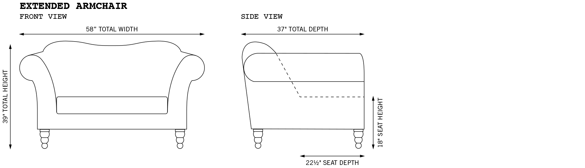 Watson Extended Armchair Dimensions