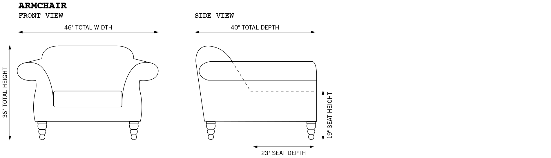Hudson Armchair Dimensions