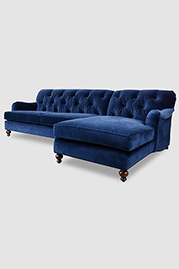 Alfie sofa+chaise sectional in Como Indigo velvet