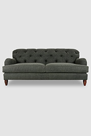 Alfie 80 tufted-back English roll arm sofa in Martexin Original Waxed Canvas in Olive green