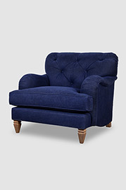 Alfie armchair in Martexin Waxed Canvas Navy with weathered oak legs