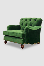 Alfie armchair in Como Emerald green velvet with nail head trim