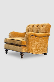 38 Alfie armchair in Milan Raffia with contrasting welt and buttons in Milan Navy velvet