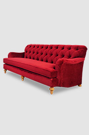 92 Alfie sofa in Cannes Scarlet red velvet with English pine legs