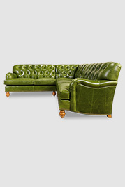 93x93 Alfie sectional in Mont Blanc Evergreen leather