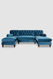 110 Alfie dual-chaise sectional in Como Cyan velvet