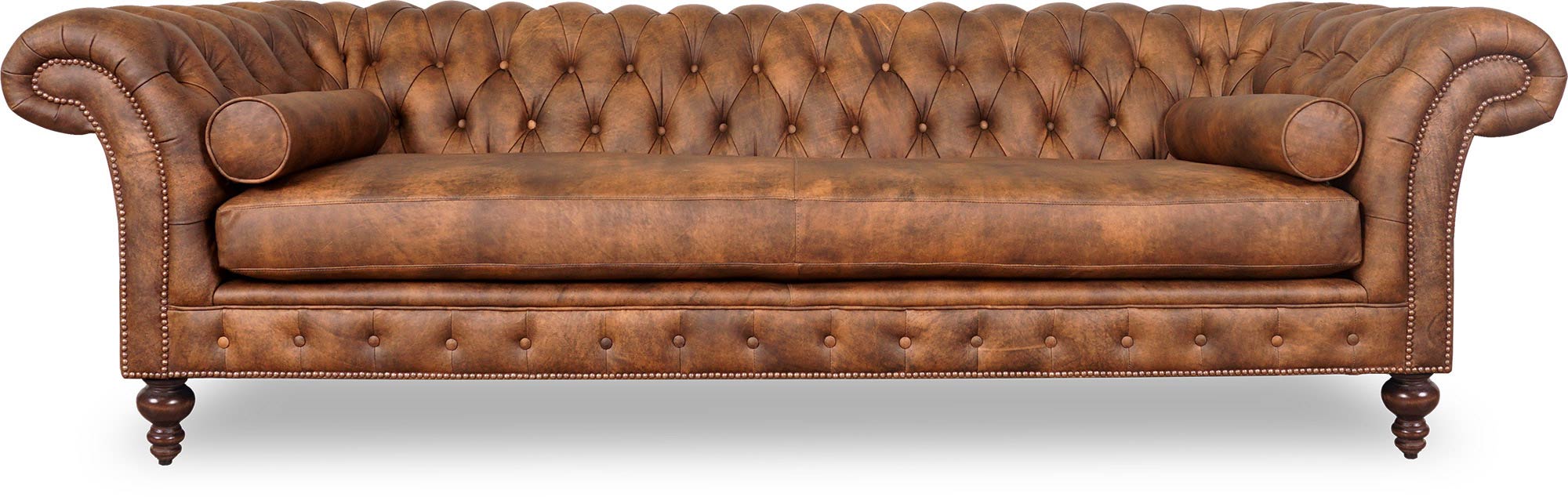 103 Lucille Sofa in Run Wyld Gentle Fawn Performance Leather with Bolster Pillows