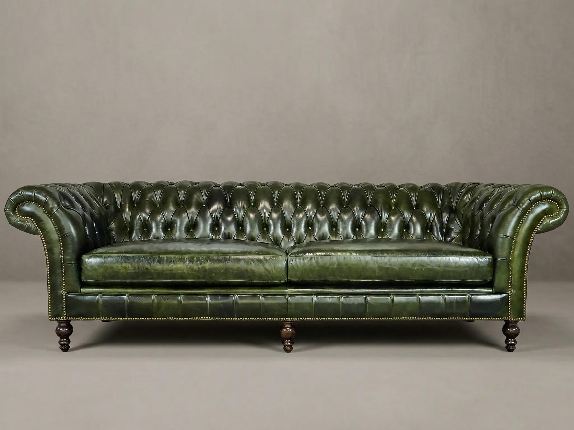 103 Lucille Sofa in Run Wyld Gentle Fawn Performance Leather with Bolster Pillows