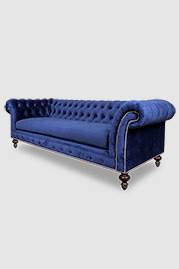 99 Lucille Chesterfield in Lafayette Maritime stain-proof blue velvet