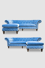 Lucille with reversible chaise kit in Como Blue Lake velvet