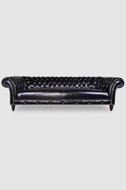 Lucille Chesterfield sofa in Notting Hill Black leather with available tight seat