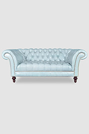 Lucille English Chesterfield with tight, tufted seat in Mont Blanc Frost leather