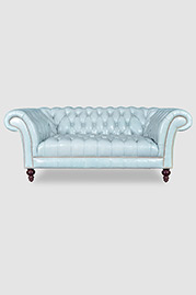 Lucille English Chesterfield with tight, tufted seat in Mont Blanc Frost leather