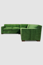 99.5x99.5 Bobby sectional in Como Emerald green velvet