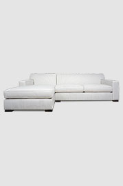 113 Bobby sofa+chaise sectional in Foreshore Sand ticking performance fabric