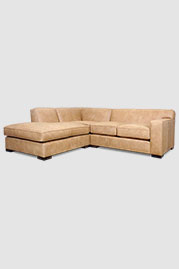 90x97 Bobby sectional with bumper in Run Wyld Winding Trails performance leather