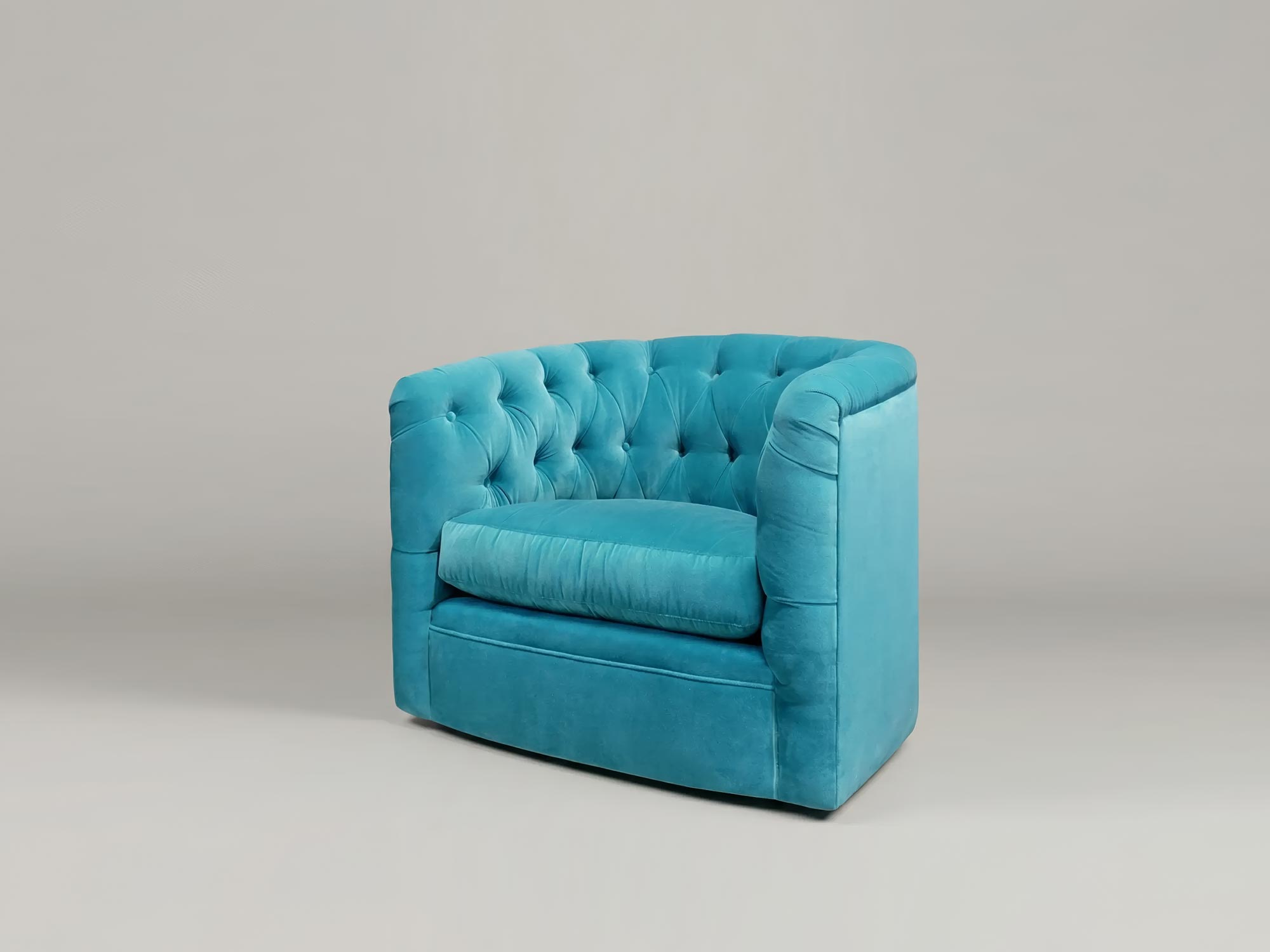 Oliver Tufted Barrel Chair with Cushion Seat and Swivel Base in Brisa Fresco Pear Green Vegan Leather