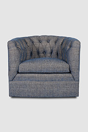 Oliver tufted barrel chair in Vermillion Denim fabric